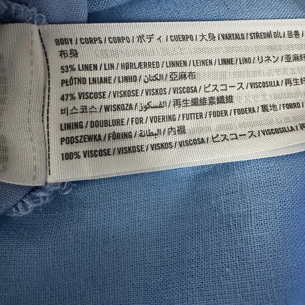 Abercrombie & Fitch Button Through Maxi Dress Light Blue V-Neck Smocked Small